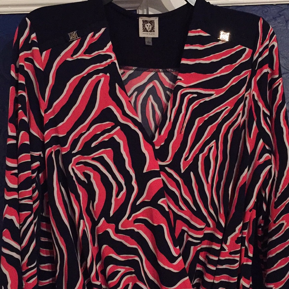Anne Kline fake Wrap shirt top blouse.